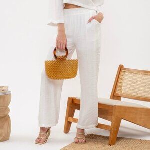BEACH READY WHITE LINEN PANTS